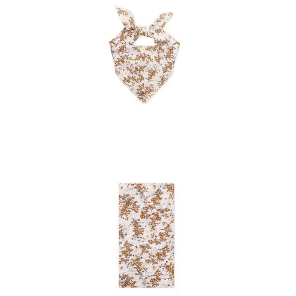 Boutique Beige Neutral Floral Cotton Bandana Boho Cottage Western NEW